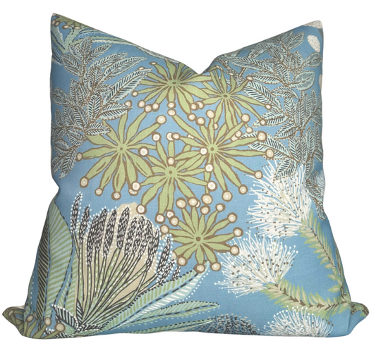 Protea Performance Pillow Cover in Spa Blue, Thibaut Pillows