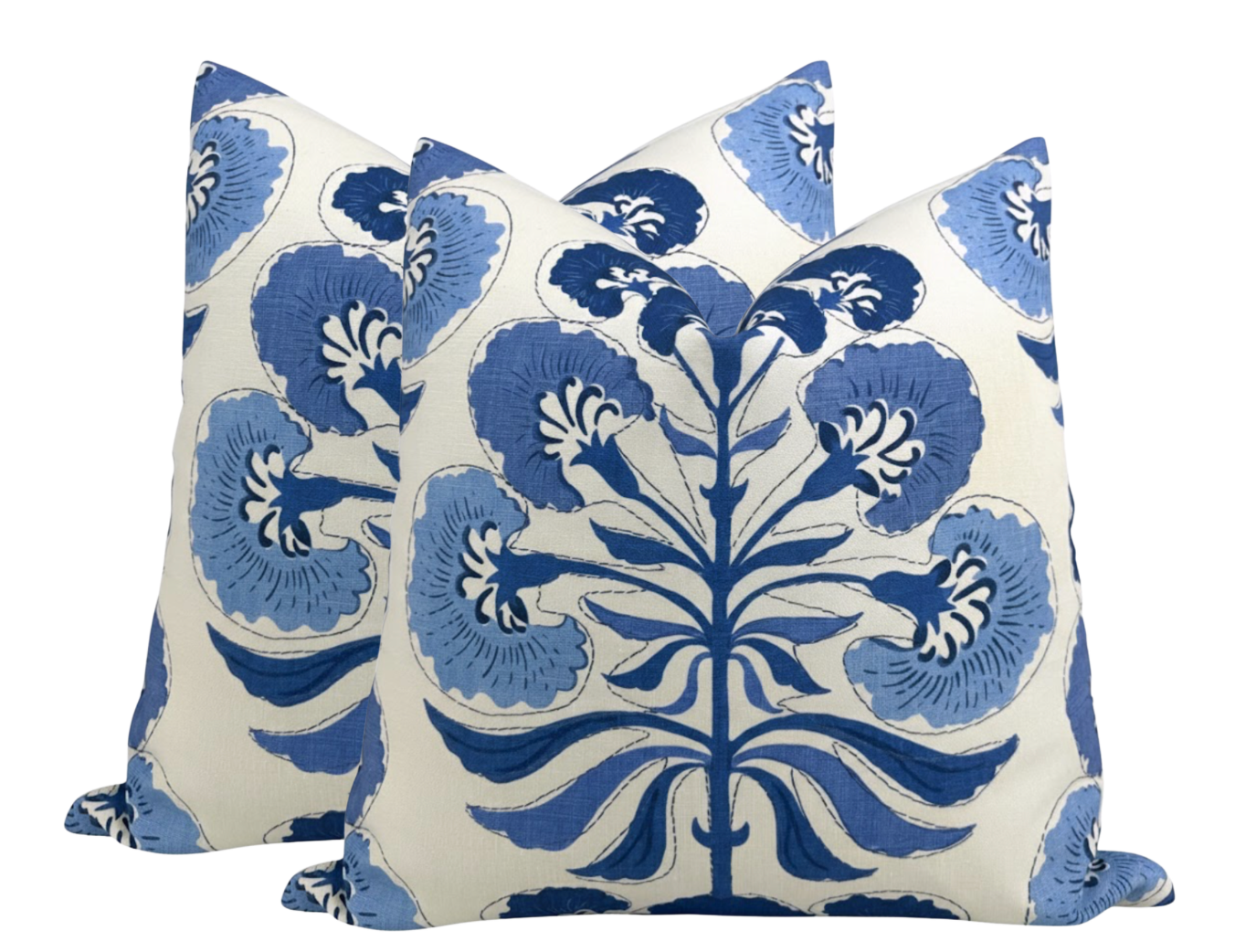Tybee Tree Pillow Cover in Blue/Blue
