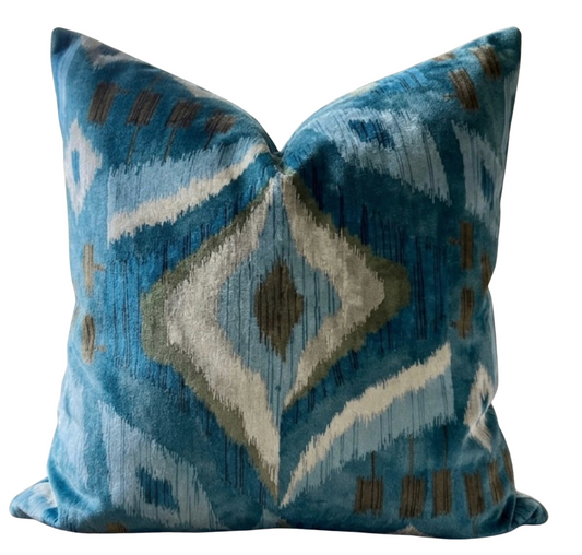 Artesian Velvet Pillow Cover in Mineral Blue