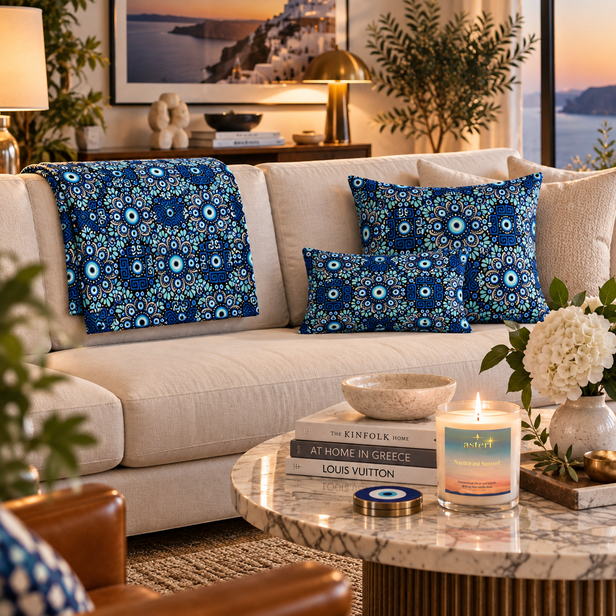 Mati Blue Mandala Decorative Pillow | Asteri × Simply Sim Artistry