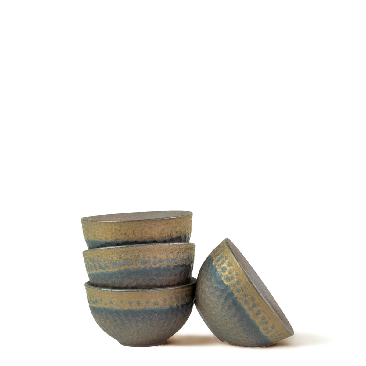 Rustic Brown and Bronze Ceramic Dipping Bowl - Set of 2