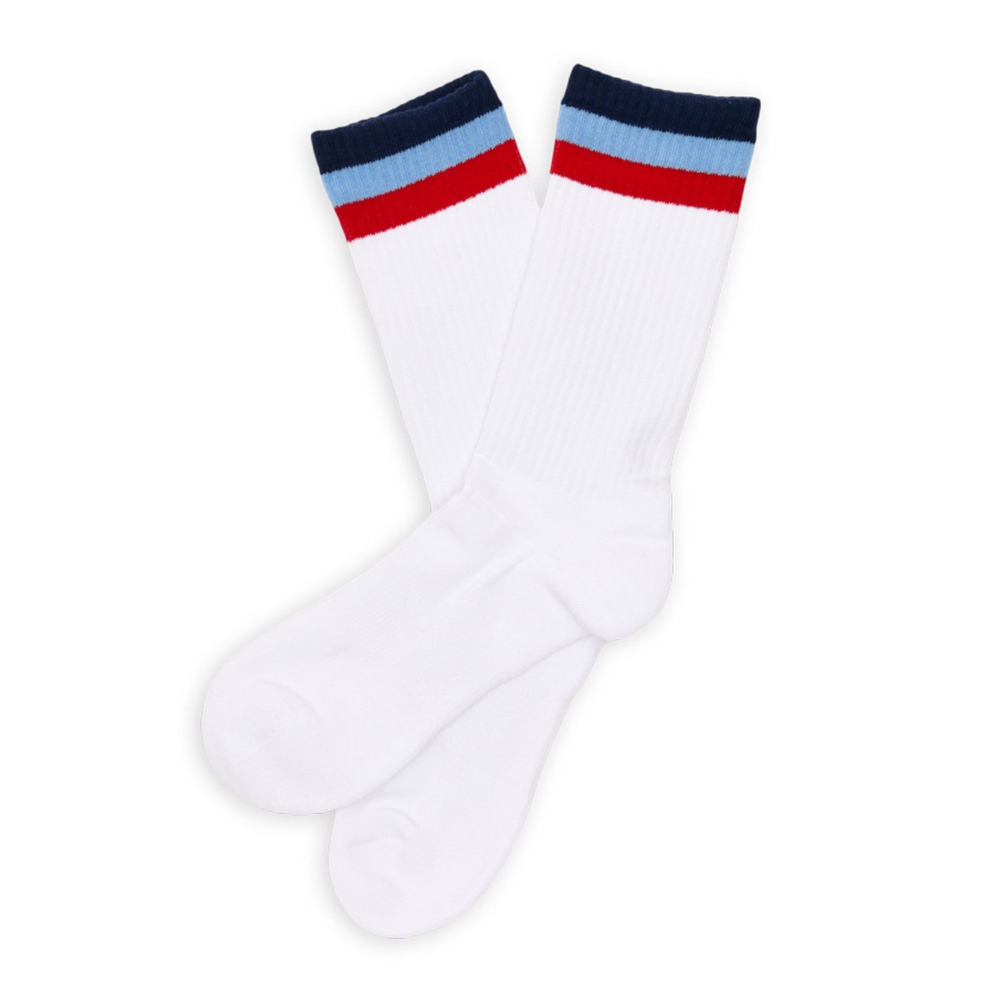 Retro White 3 Stripe Casual Crew Socks