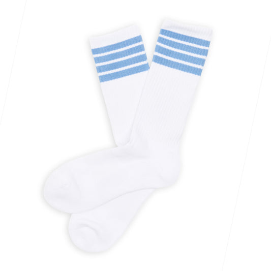 White/Powder 4 Stripe Casual Socks