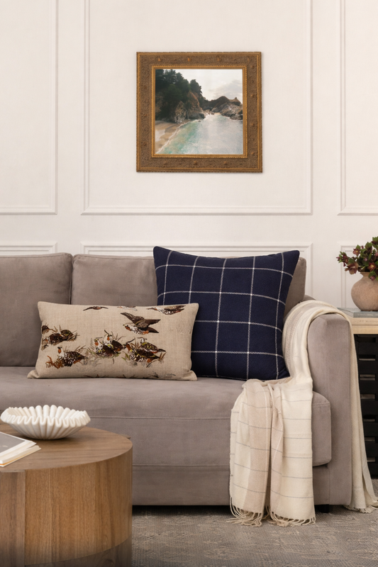 Bancroft Wool Pillow Cover in Navy Blue
