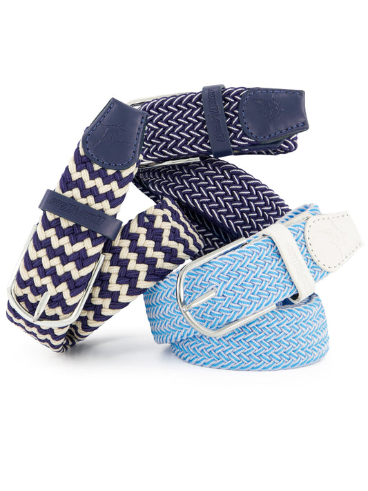 Waterline Braided Belt - Navy/White