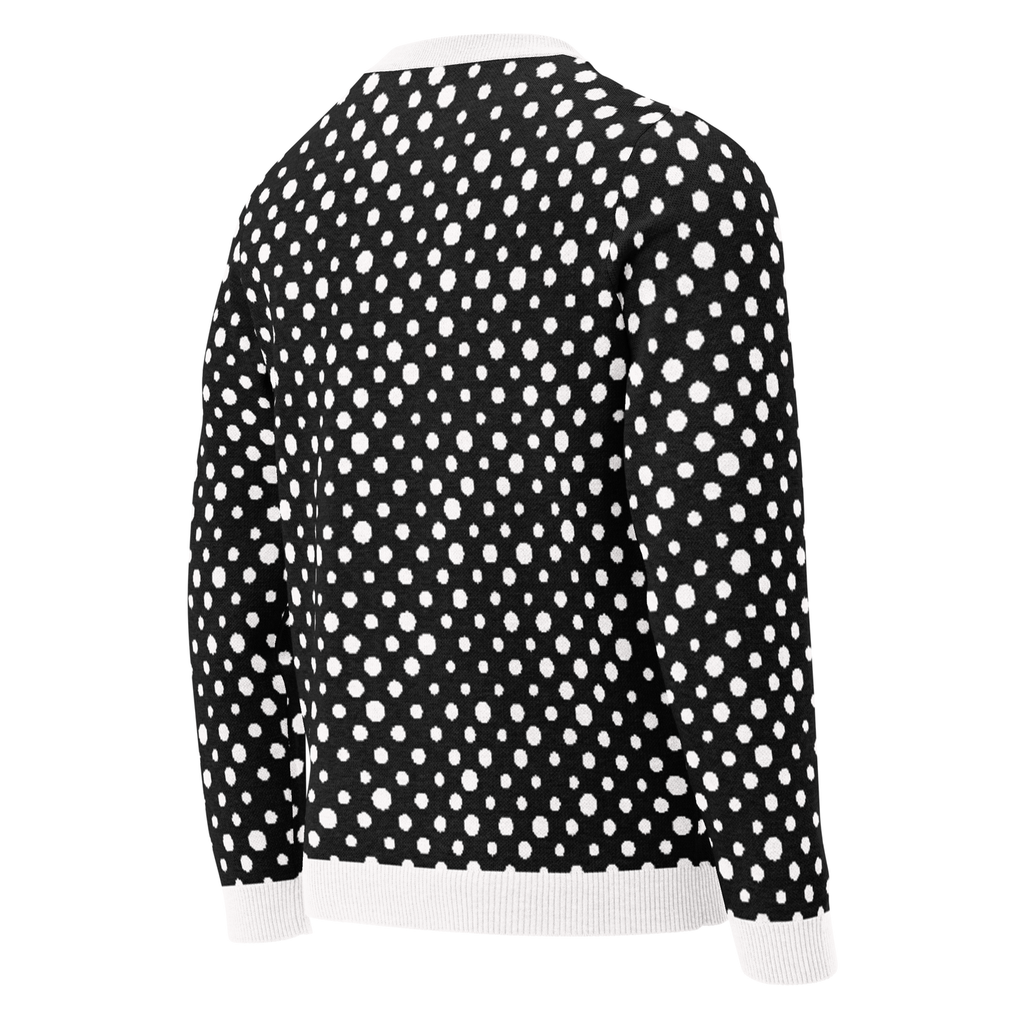 Knitted crew neck sweater - Black and White Polka Dots
