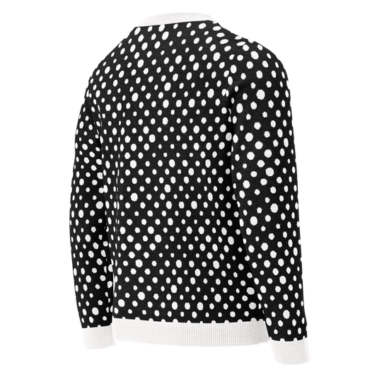 Knitted crew neck sweater - Black and White Polka Dots