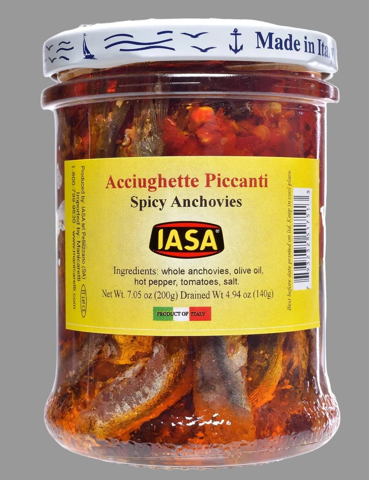 Spicy Anchovies Produced by: IASA in Campania, Italy