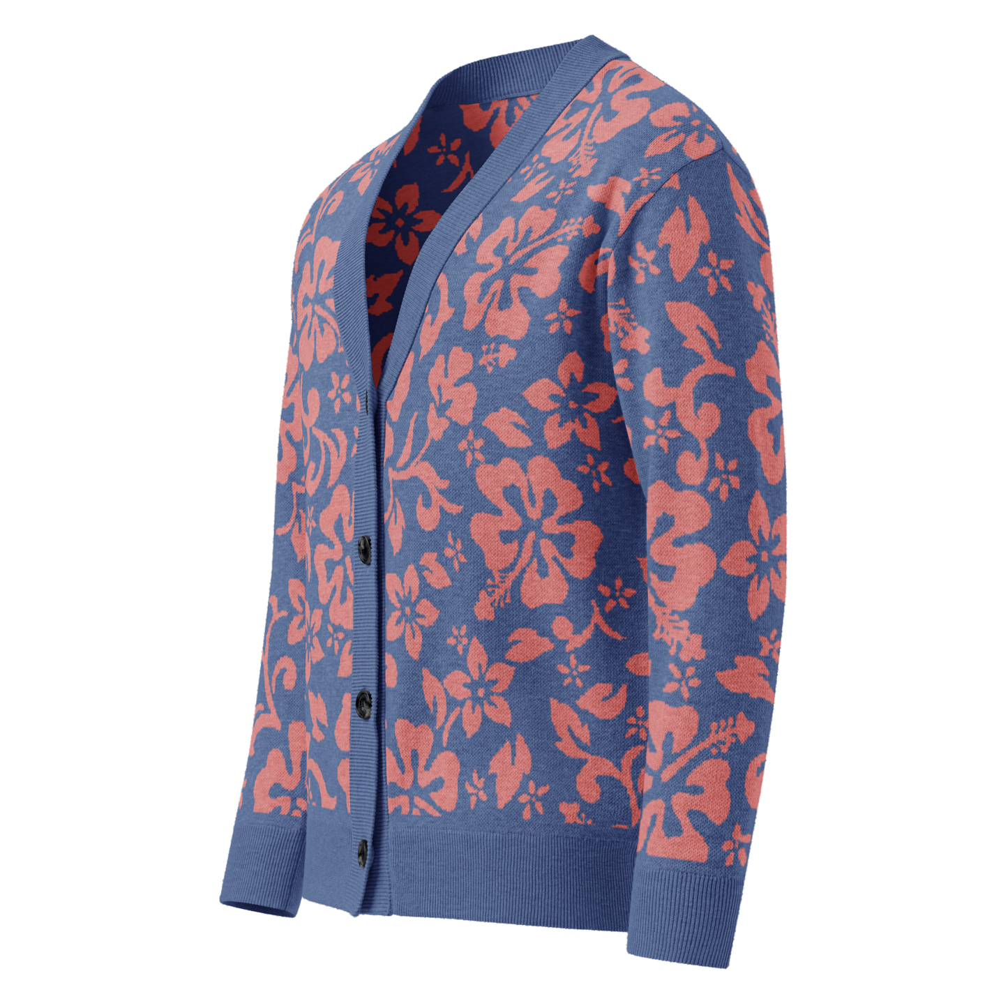 Knitted cardigan - Blue Pink Hawaiian Tropic
