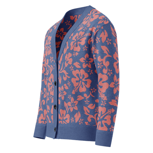 Knitted cardigan - Blue Pink Hawaiian Tropic