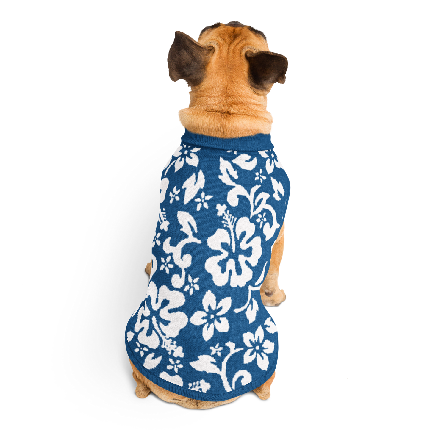 Knitted pet sweater - Blue White Hawaiian Tropic