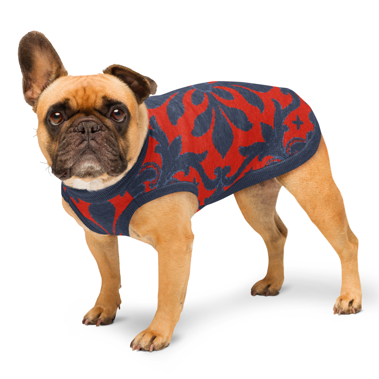 Knitted pet sweater - Red and Navy Christmas Jacquard