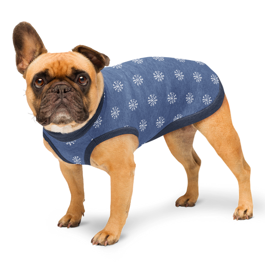 Knitted pet sweater - Blue and White Snowflake