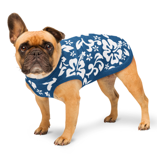 Knitted pet sweater - Blue White Hawaiian Tropic