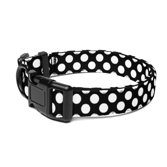 Pet Collar Black and White Polka Dot