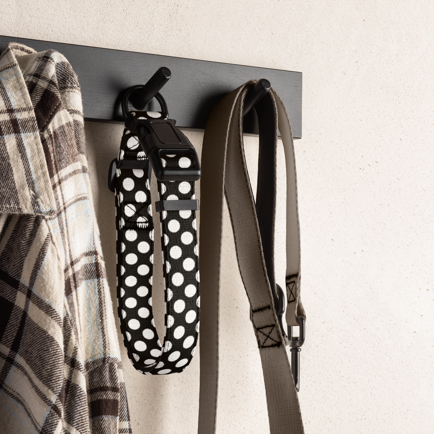 Pet Collar Black and White Polka Dot