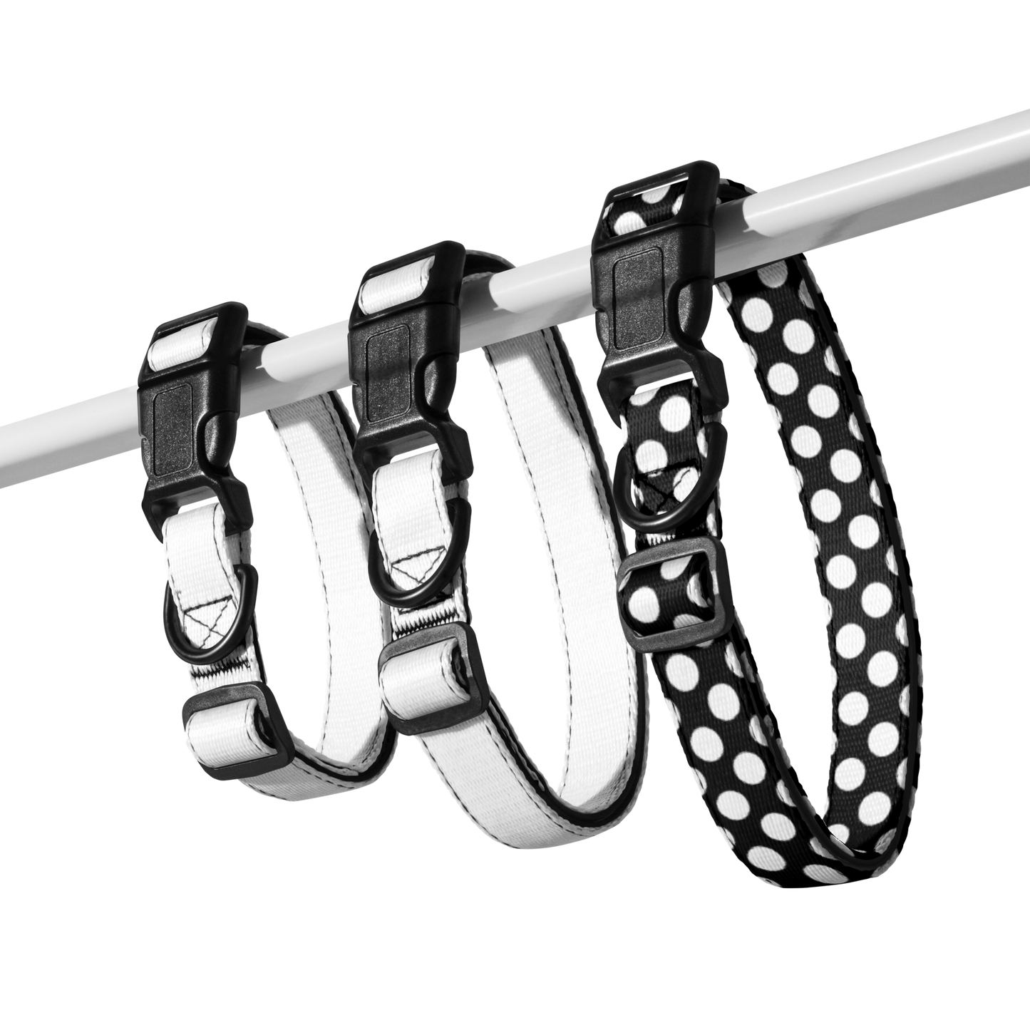 Pet Collar Black and White Polka Dot