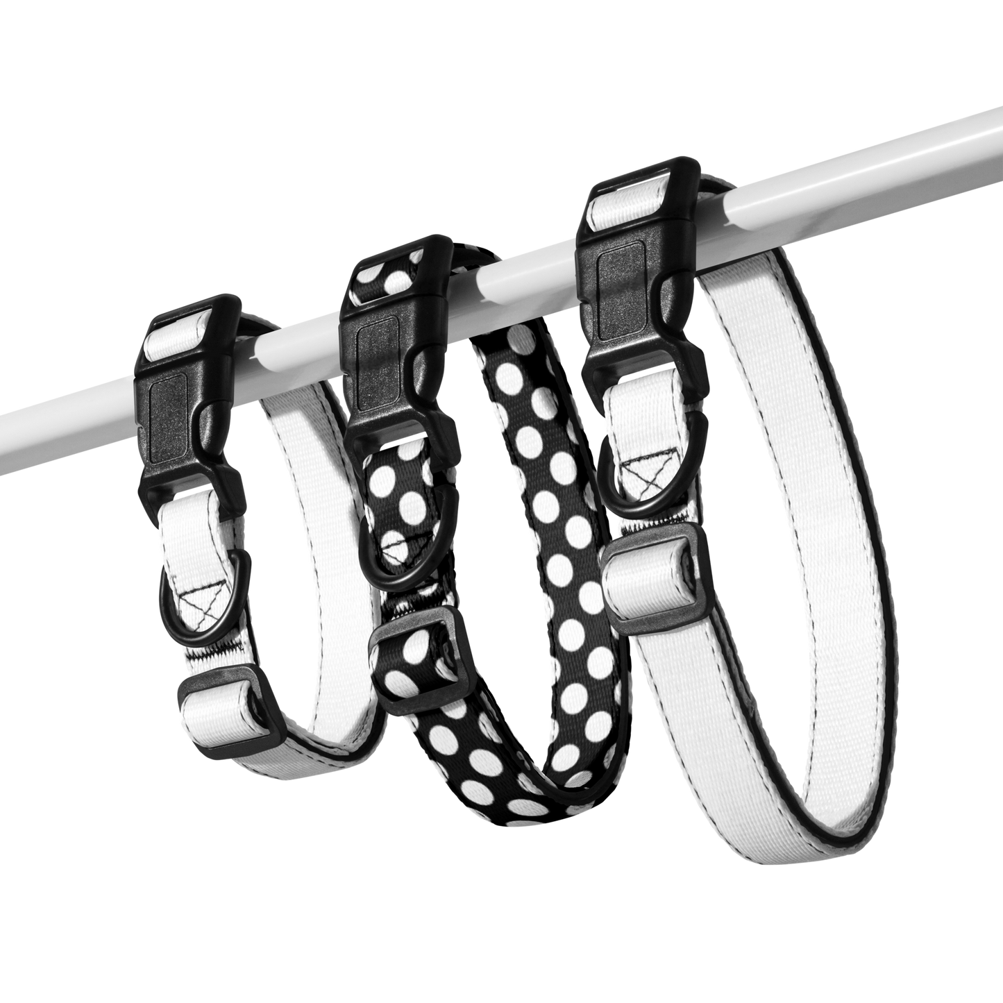 Pet Collar Black and White Polka Dot