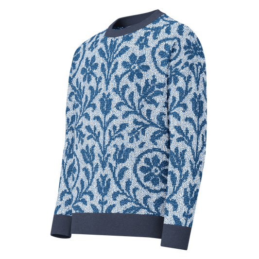 Unisex Relaxed fit knitted crew neck sweater - "Delft Reverie"