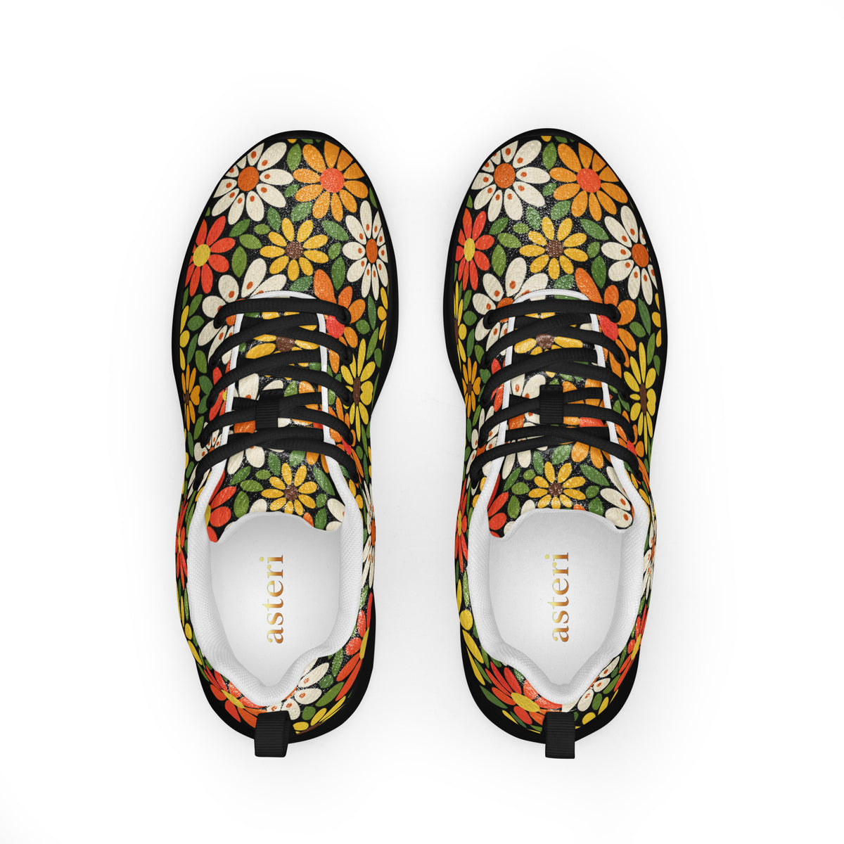 Asteri floral sneakers featuring colorful Sim Artistry flower and dot-art design